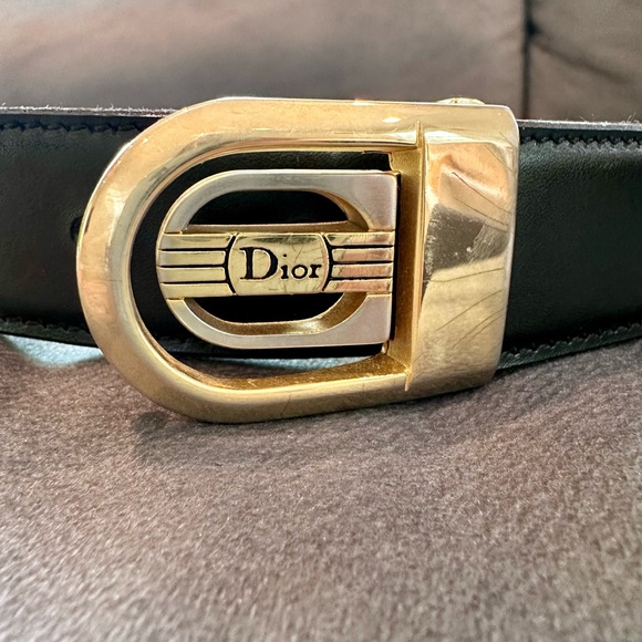 DIOR Black Belt with Gold Accent - Picture 1 of 2